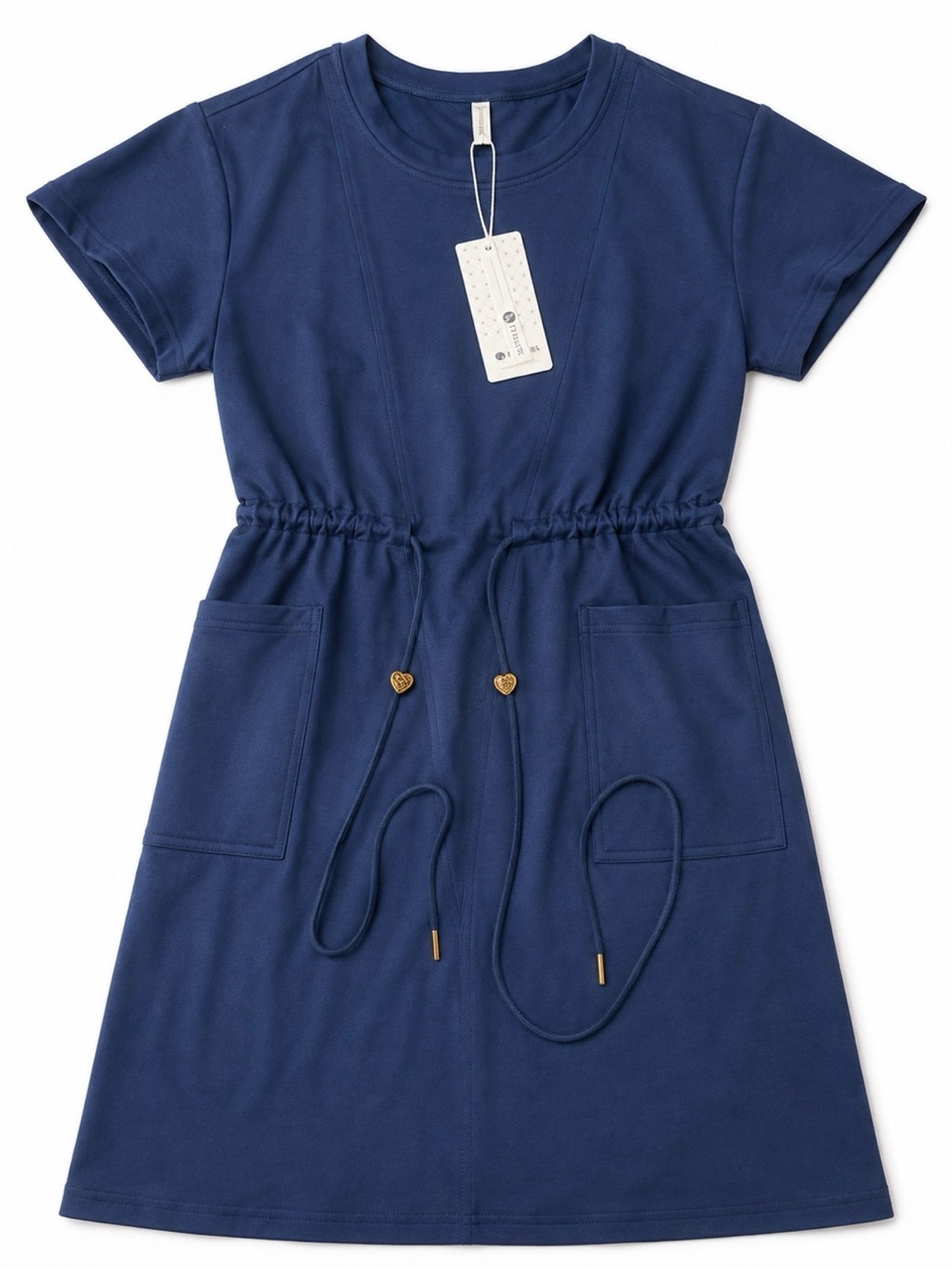 EVALESS Women’s Casual Drawstring T-Shirt Dress – Size Medium